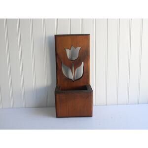 Vintage Wooden Floral Rose Flower Wall Mounted Candle Box 13"L X 5.5"W